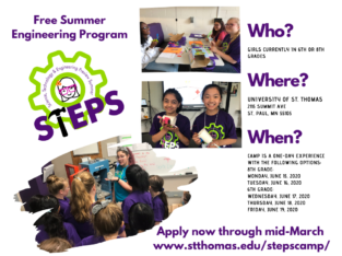 Please share with female students in 6th or 8th grades: STEPS – Science, Technology, & Engineering Preview Summer